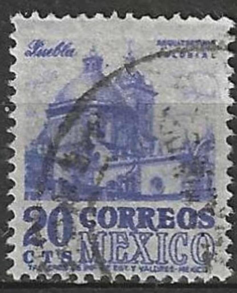 Mexico 1950/1952 - Yvert 631 - Kathedraal Puebla  (ST), Verzenden, Gestempeld, Midden-Amerika