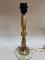 Vintage messing en onyx marmeren lampenvoet Bloem, Ophalen of Verzenden