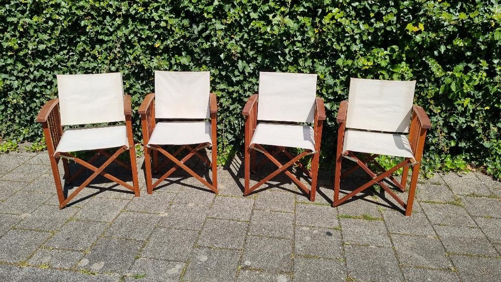 Regisseurstoelen - 4 stuks, Huis en Inrichting, Stoelen, Ophalen, Gebruikt, Overige kleuren, Vier