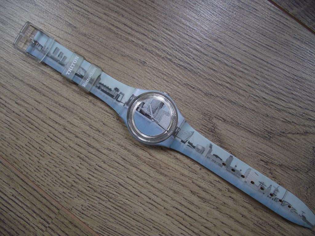 vintage SWATCH horloge skyline Rotterdam, Kunststof, Polshorloge, Swatch, Kunststof
