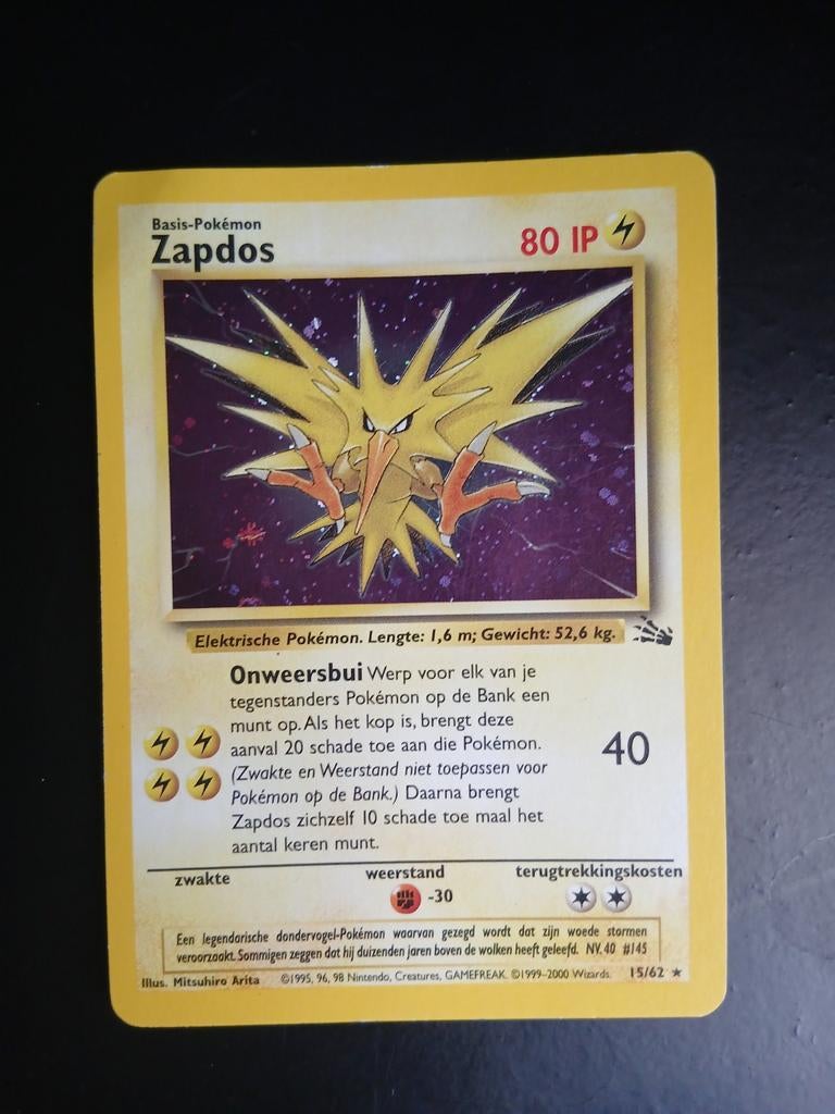 Zapdos holo fossil pokemon kaart, Hobby en Vrije tijd, Verzamelkaartspellen | Pokémon, Ophalen, Zo goed als nieuw