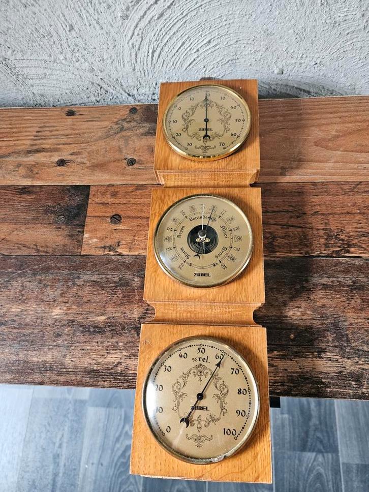 Vintage Zurel Weerstation: Baro, Thermometer, Hygrometer, Audio, Tv en Foto, Weerstations en Barometers, Gebruikt, Weerstation