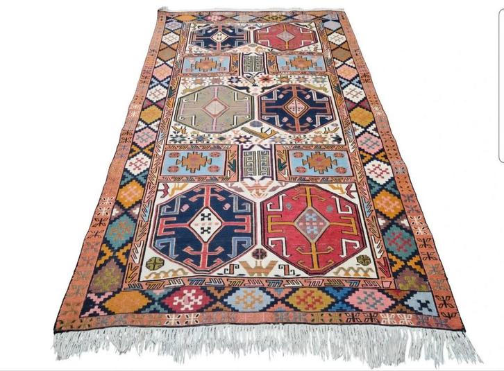 Handgeknoopt Perzisch wol Kelim tapijt Shashevan 115x193cm, Huis en Inrichting, Stoffering | Tapijten en Kleden, Zo goed als nieuw