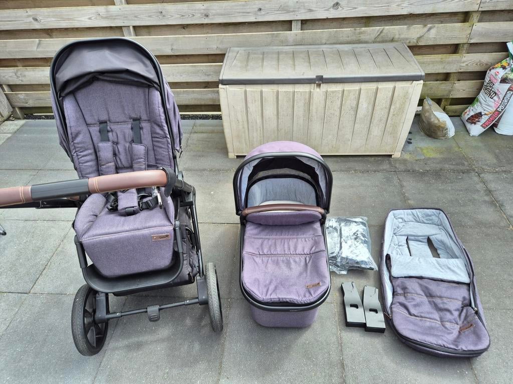 Qute Q-Rider Kinderwagen Zwart Frame Steelblue Compleet, Gebruikt, Met autostoeltje, Combiwagen, Ophalen