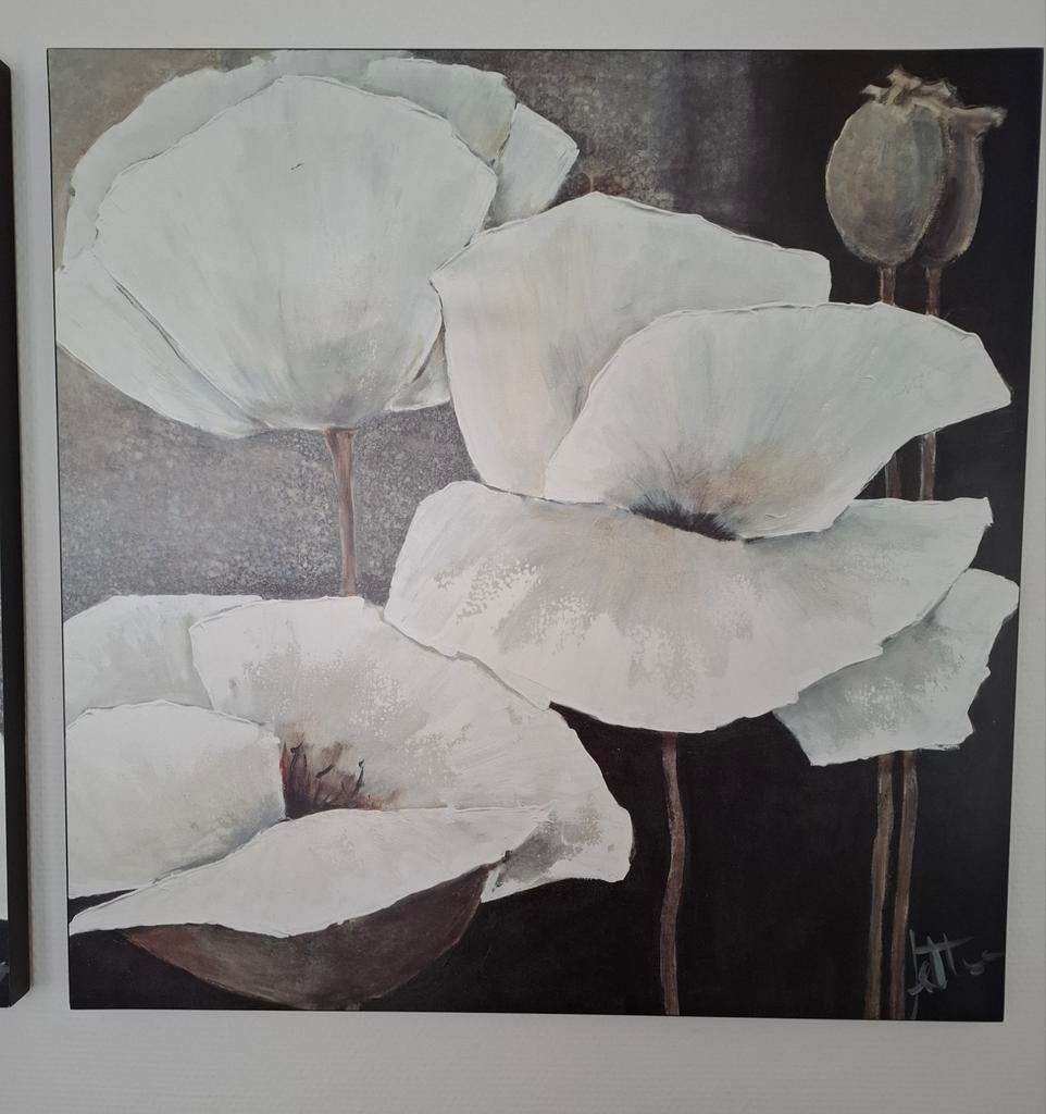 Tweeluik schilderijen modern met bloemen, Ophalen