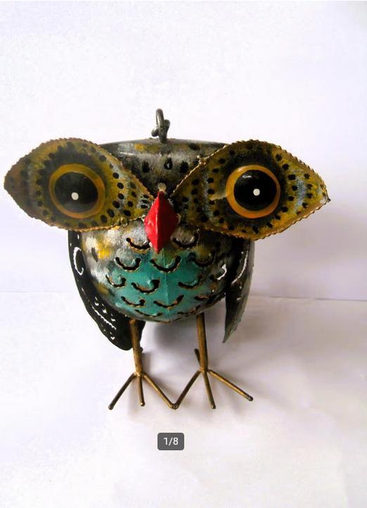 Theelichthouder Uil / metaal uiltje / decoratief / hangend, Huis en Inrichting, Woonaccessoires | Kandelaars en Kaarsen, Zo goed als nieuw