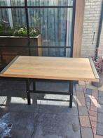Eikenhouten Buitentafel met Metalen Onderstel, Tuin en Terras, Ophalen, Rechthoekig, Metaal