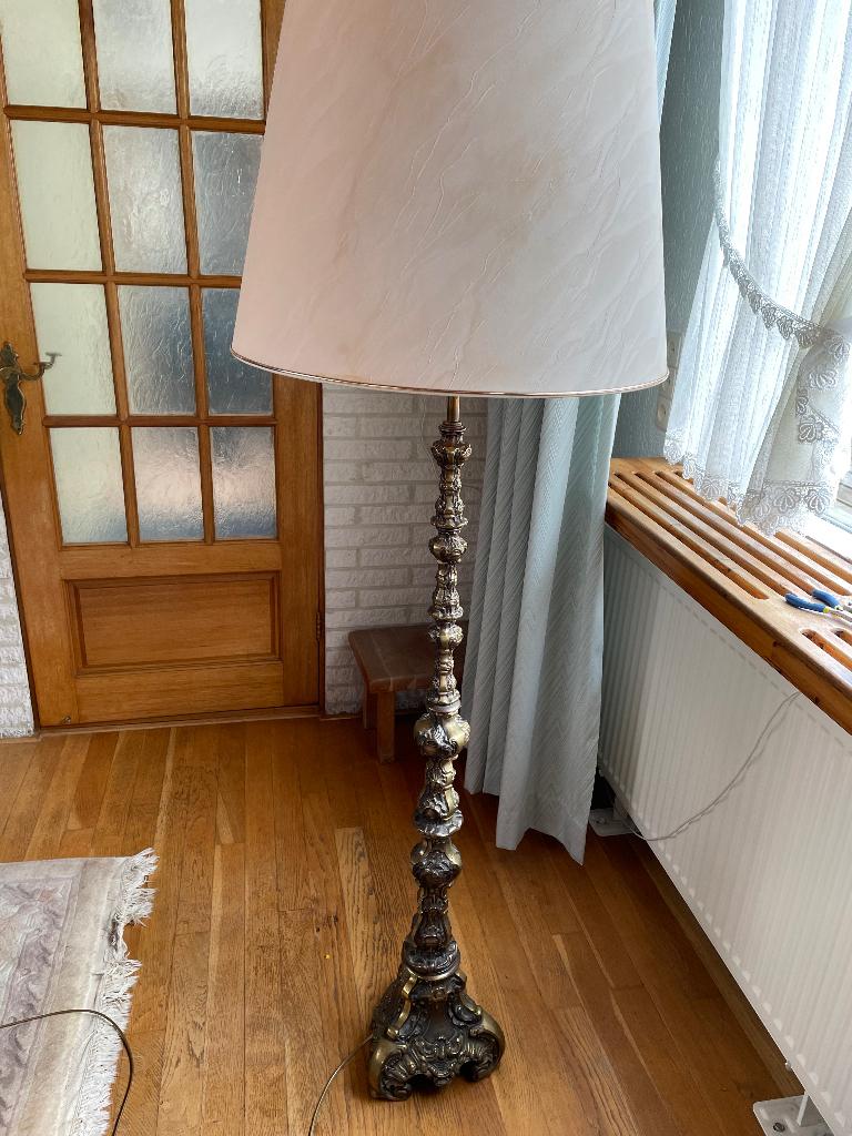 Koperen staande lamp barok stijl, Ophalen, Gebruikt, Barokstijl, Metaal
