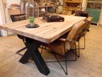 Tafel massief eiken kruispoot 200*100,5*78,5 cm Nieuw, Grenenhout, -, -, Vijf personen of meer