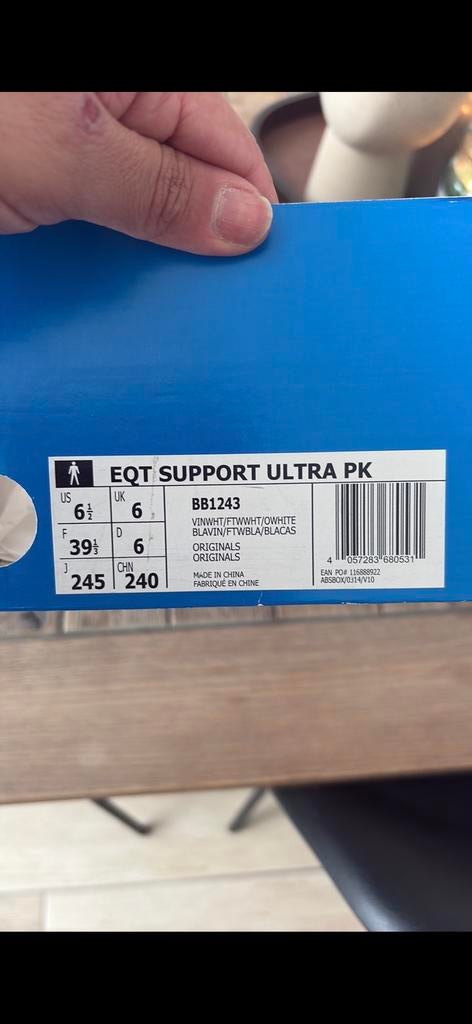 Adidas EQT Support Ultra PK sneakers maat 39 1/3, Kleding | Heren, Schoenen, Ophalen of Verzenden, Zo goed als nieuw, Wit, Sneakers of Gympen