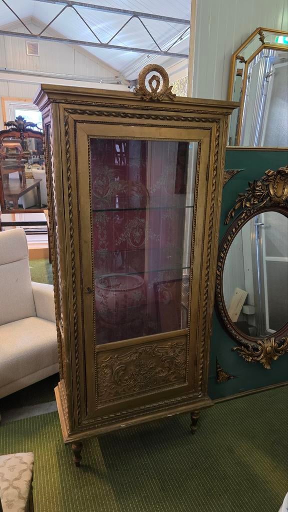 Antiek Louis XVI Vitrinekastje - Goud Verguld, Ophalen of Verzenden