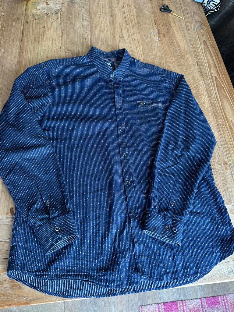 Donkerblauwe heren blouse maat XL, Kleding | Heren, Grote Maten, Ophalen of Verzenden, Zo goed als nieuw, Blauw