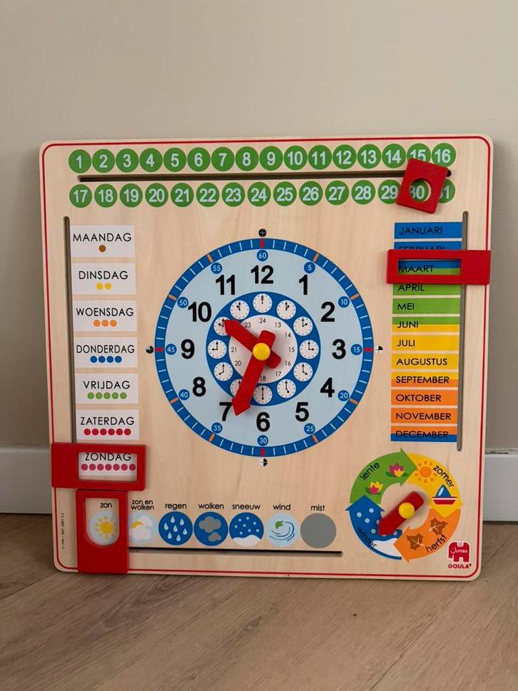 Houten Kalenderklok, Kinderen en Baby's, Speelgoed | Houten speelgoed, Zo goed als nieuw, Ophalen