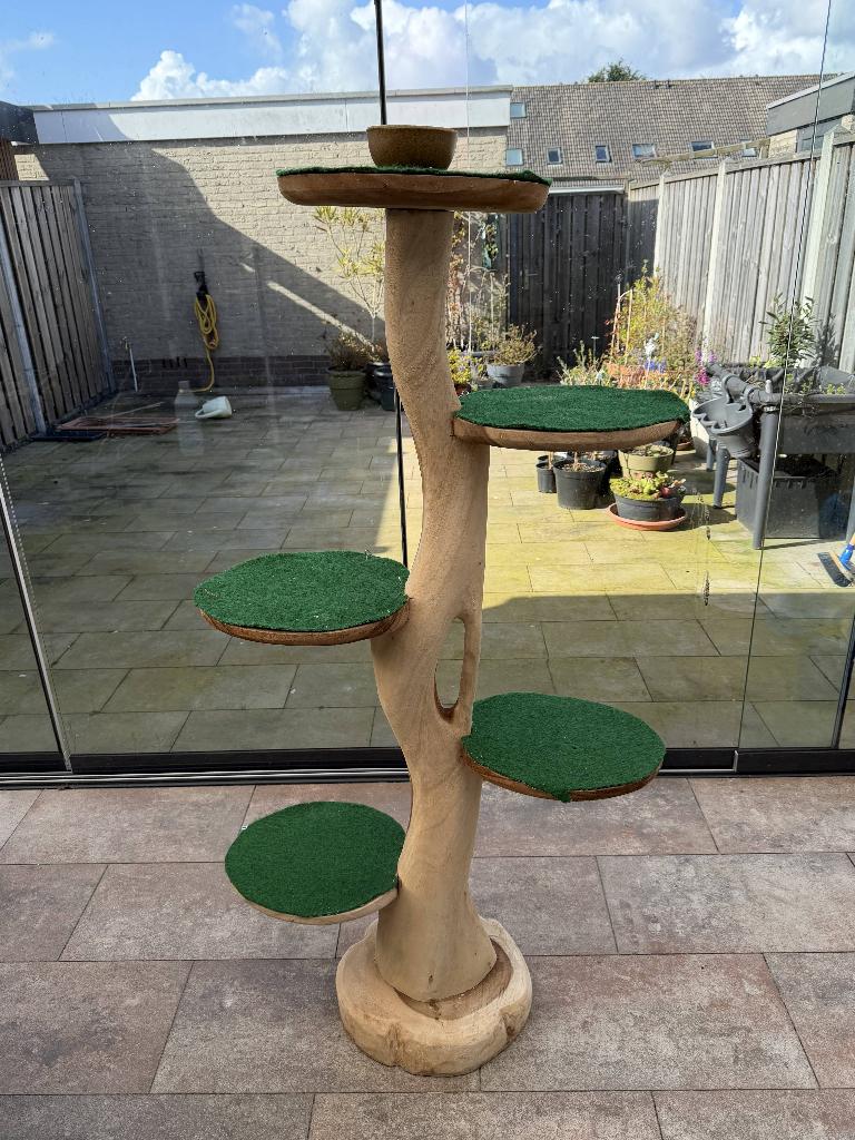 Massief houten kattenpaal / klimboom – stevig design, Dieren en Toebehoren, Ophalen, Gebruikt