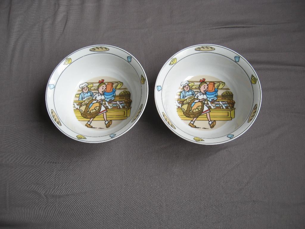 Suske & Wiske ontbijtbordje+2x dessert kom+2x glas (2000) +2, Ophalen of Verzenden, Suske en Wiske, Zo goed als nieuw, Gebruiksvoorwerp