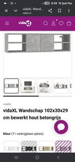 vidaXL Wandschap 102x30x29 cm bewerkt hout betongrijs, Ophalen of Verzenden