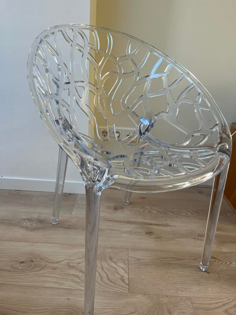 Transparante kuip eetkamerstoel, Huis en Inrichting, Stoelen, Ophalen, Zo goed als nieuw, Overige kleuren, Eén