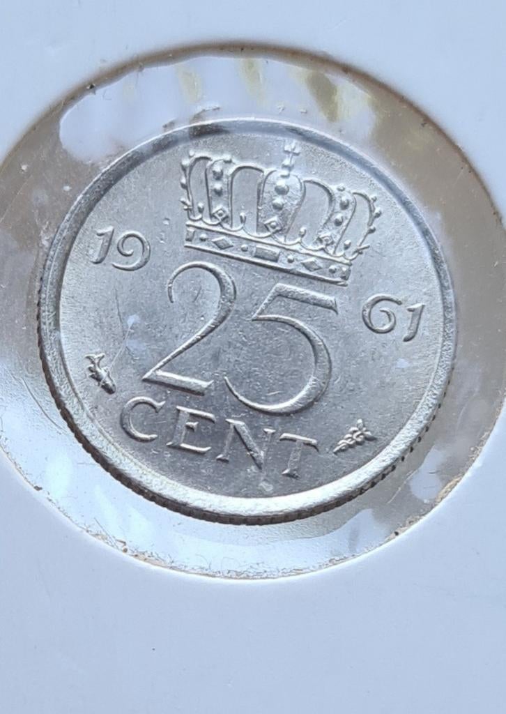 Kwaliteit 25 cent kwartje 1961, Ophalen of Verzenden, Koningin Juliana, 25 cent, Losse munt