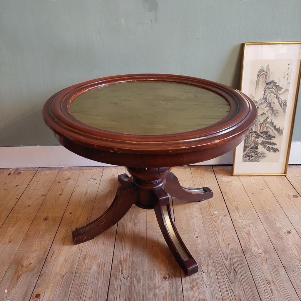 Lucky Vintage antieke salontafel bijzettafel met messing, Ophalen