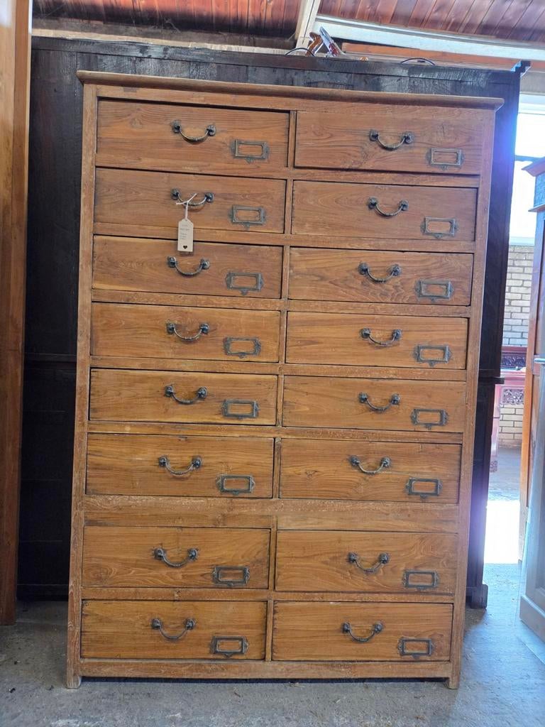 Prachtige originele winkel/atelier/apothekerskast ~ ladekast, Ophalen, 5 laden of meer, Eikenhout, Zo goed als nieuw