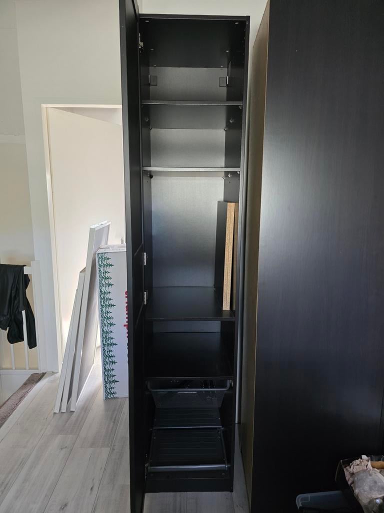Ikea Pax Kast 50cm breed, donkerbruin/zwart met extra's, Huis en Inrichting, Kasten | Kledingkasten, Gebruikt, 200 cm of meer