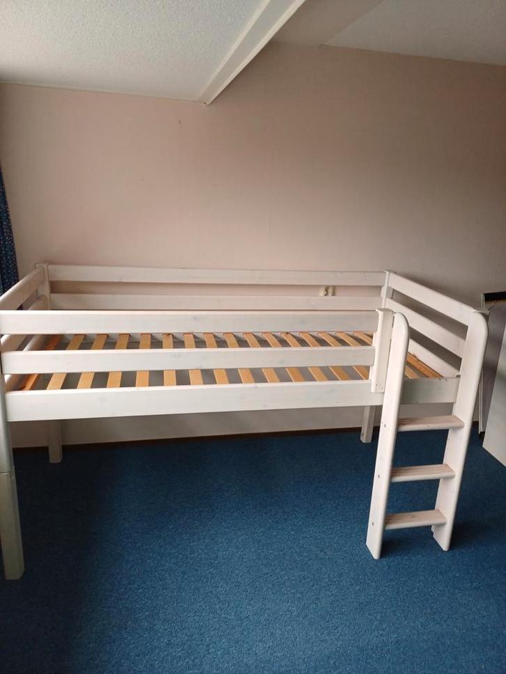 Flexa halfhoogslaper, whitewash, Kinderen en Baby's, Kinderkamer | Stapelbedden en Hoogslapers, Gebruikt, Halfhoogslaper, Ophalen