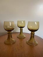 Vintage Römer wijnglazen – amber glas – 3 stuks, Ophalen of Verzenden
