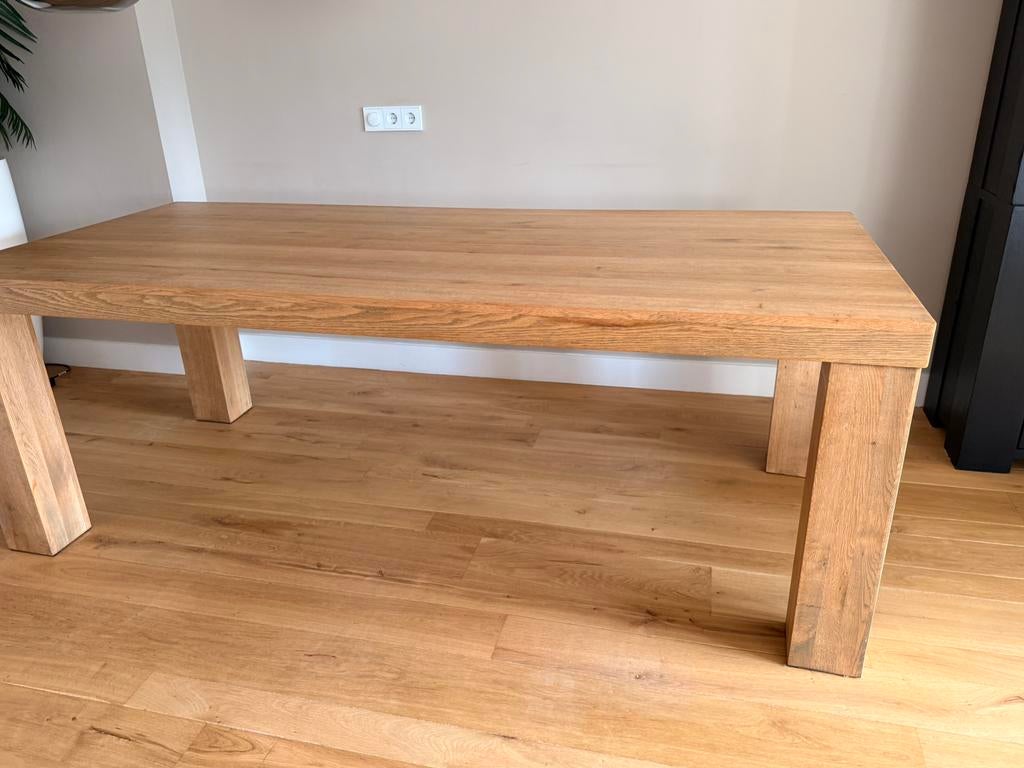 Eikenhouten eettafel 220x100, Huis en Inrichting, Tafels | Eettafels, Ophalen, Rechthoekig, 200 cm of meer, 50 tot 100 cm