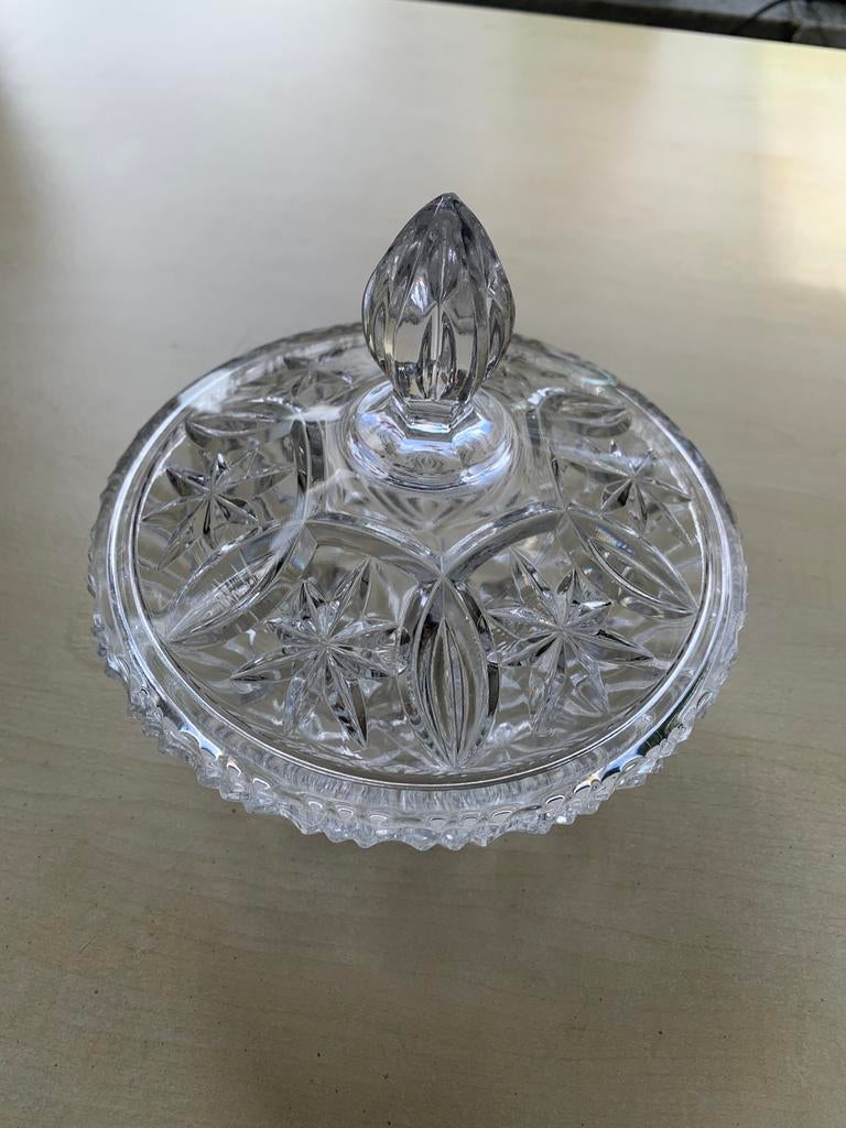 Kristallen bonbonnière bonbonschaal met deksel, Antiek en Kunst, Antiek | Glas en Kristal, Ophalen of Verzenden