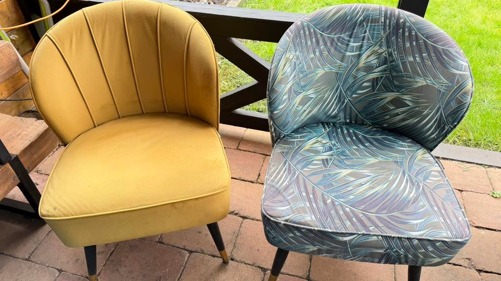 2 velvet stoelen, Huis en Inrichting, Fauteuils, Ophalen, Gebruikt, Minder dan 75 cm, Minder dan 50 cm