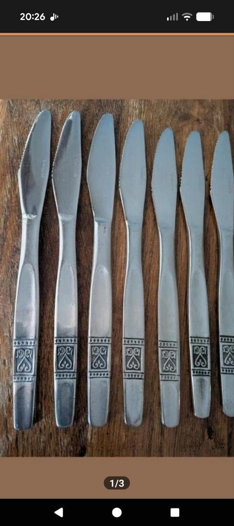 7 Stainlessmessen  6 dinermessen merkloos, Ophalen of Verzenden, Zo goed als nieuw, Rvs of Chroom