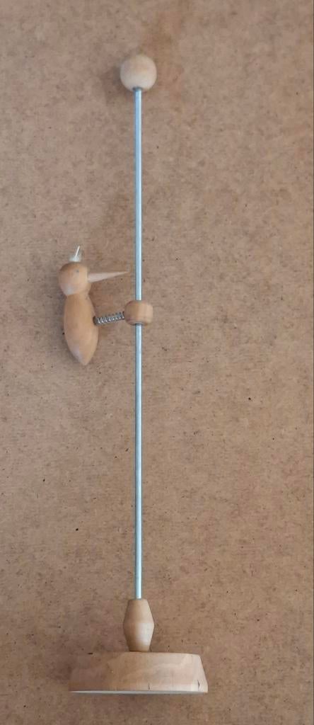 Vintage jaren 70: houten specht die bij aanraking zakt, Ophalen of Verzenden, Huis en Inrichting