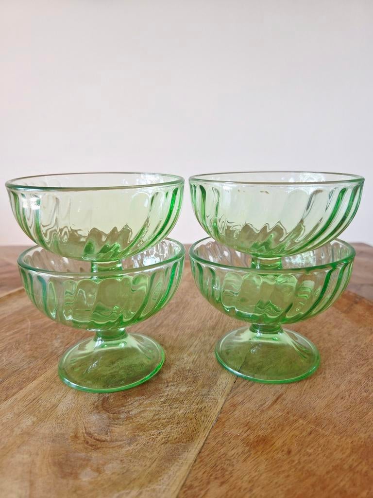 Vintage groene ijscoupes jaren 70, Antiek en Kunst, Ophalen of Verzenden
