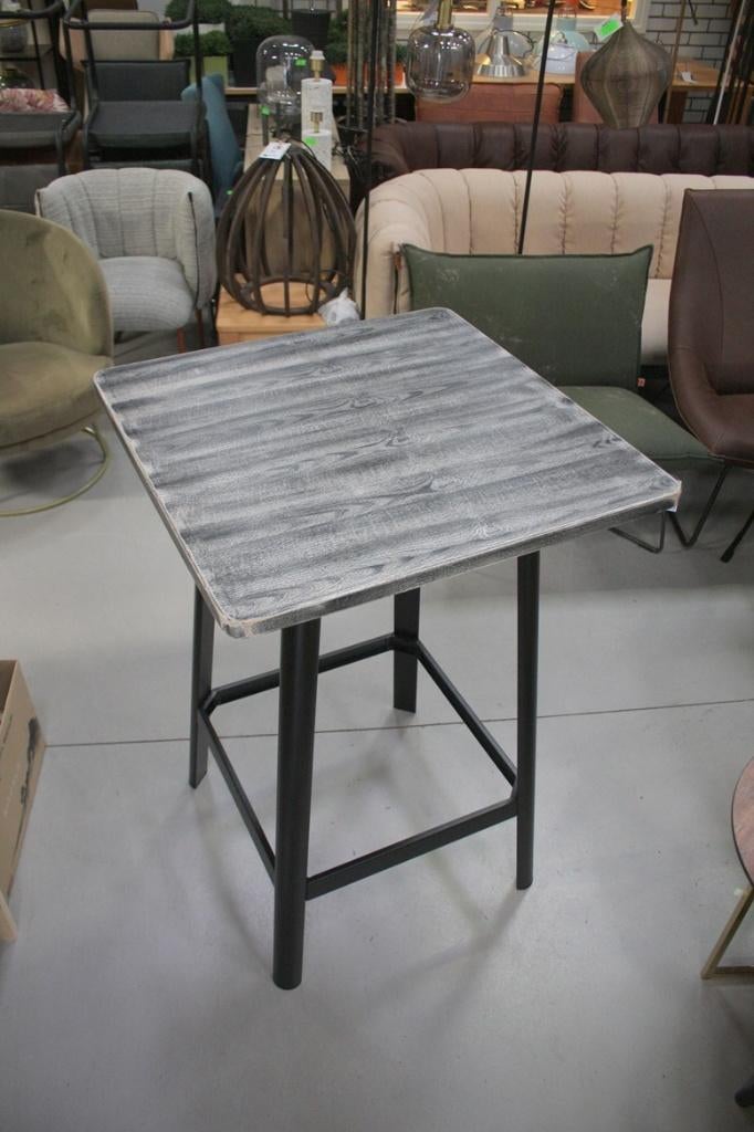 Vierkante bartafel statafel barkrukken metaal hout Tolix, Ophalen, 5 krukken of meer, Met voetsteun, 60 tot 90 cm