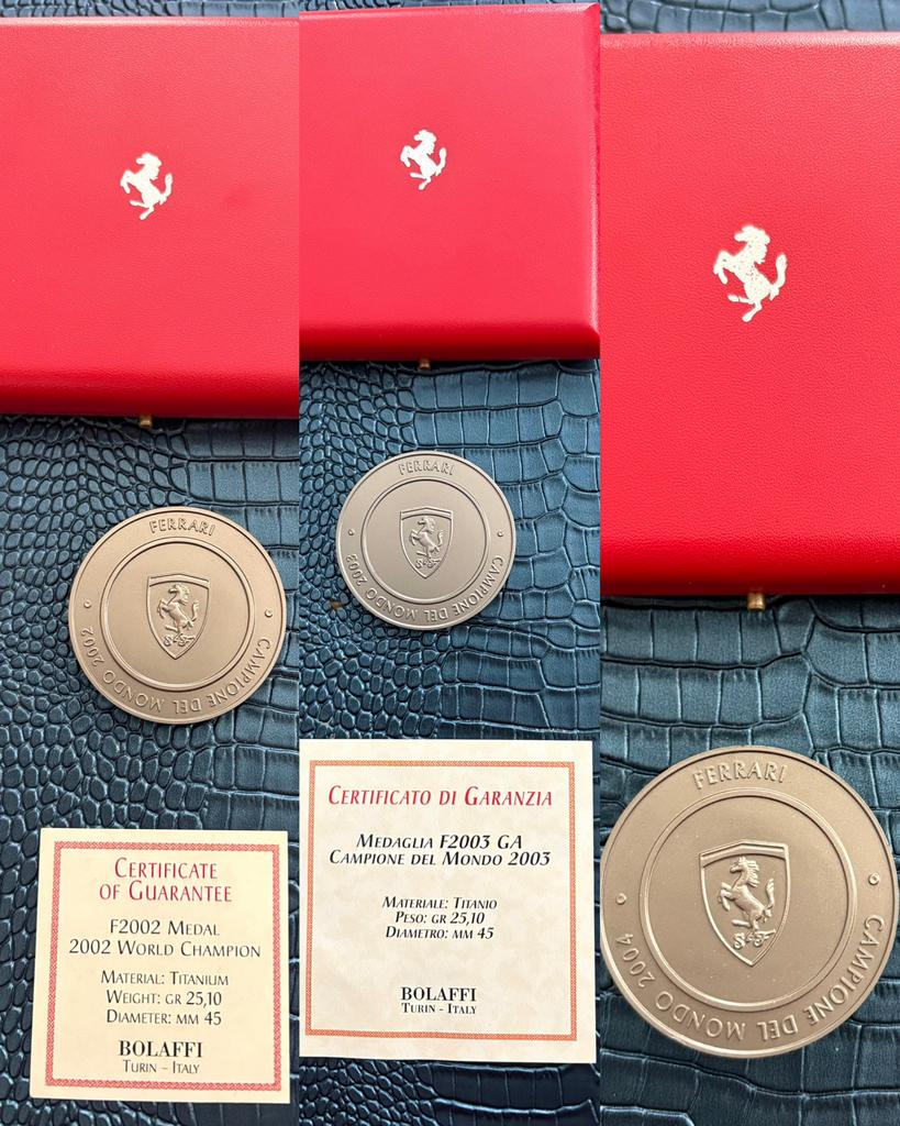 Ferrari F1 Wereldkampioen Medailles 2002 2003 & 2004 Bolaffi, Verzenden, Overige materialen, Buitenland