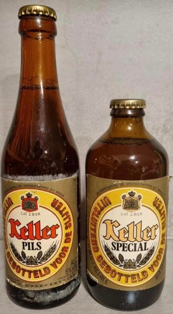 Vintage Keller Pils '83 & Special <'83, Vriendenkring Breda, Ophalen of Verzenden, Gebruikt, Flesje(s), Overige merken