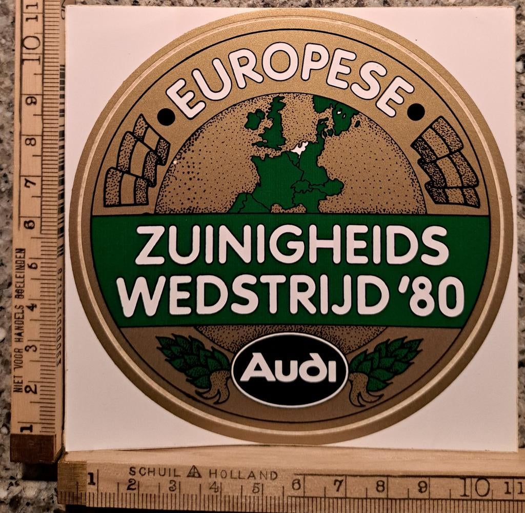 Vintage sticker AUDI Europese zuinigheidswedstrijd 1980, Ophalen of Verzenden, Zo goed als nieuw