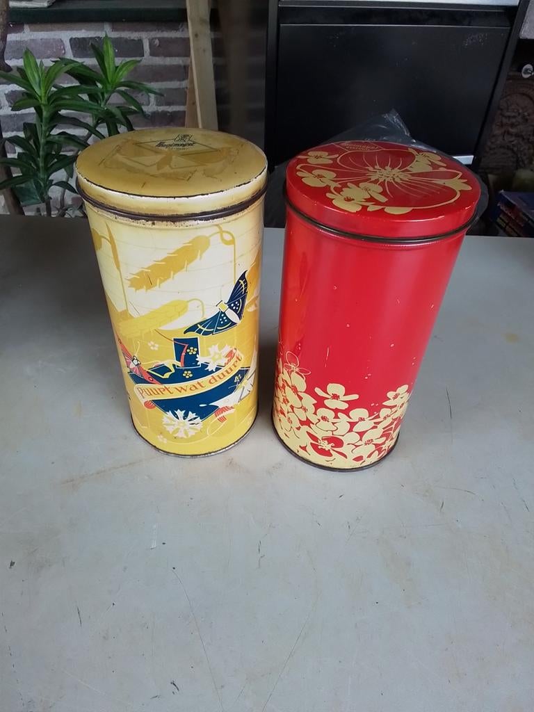 14978) 2 blikken Hooimeier beschuit, Verzamelen, Blikken, Ophalen of Verzenden, Overige