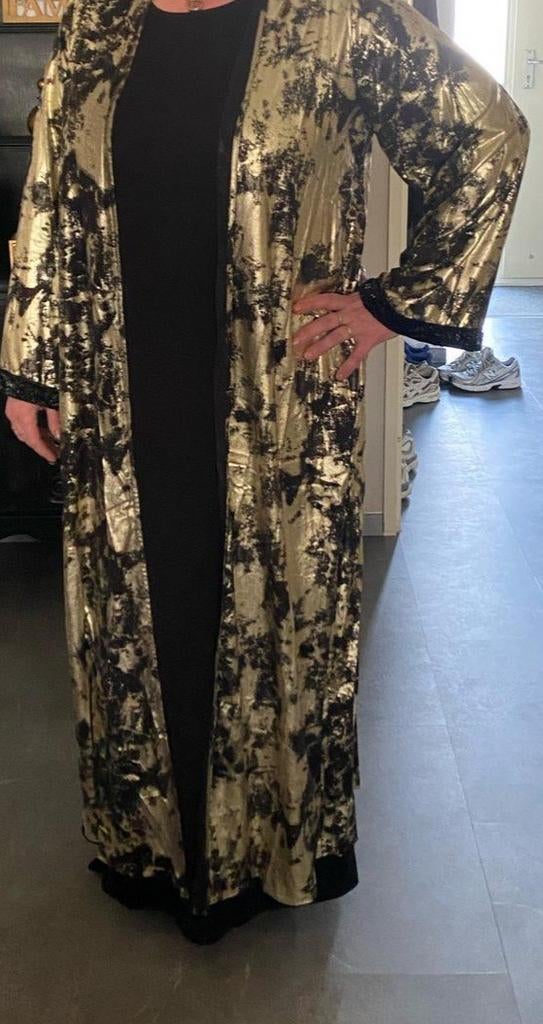 Elegante Henna Feest Jurk - Goud/Zwart, Maat 38/40 (M), Zwart, Ophalen of Verzenden, Onder de knie