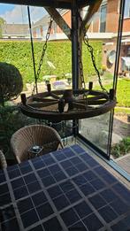 kroonluchter, karrewiel, vintage, Huis en Inrichting, Lampen | Kroonluchters, Ophalen of Verzenden, Gebruikt, Hout, Vintage, antiek