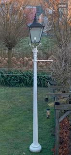 Antieke engelse straatlantaarn gietijzer + koperen kap, Tuin en Terras, Buitenverlichting, Staande lamp, Ophalen of Verzenden