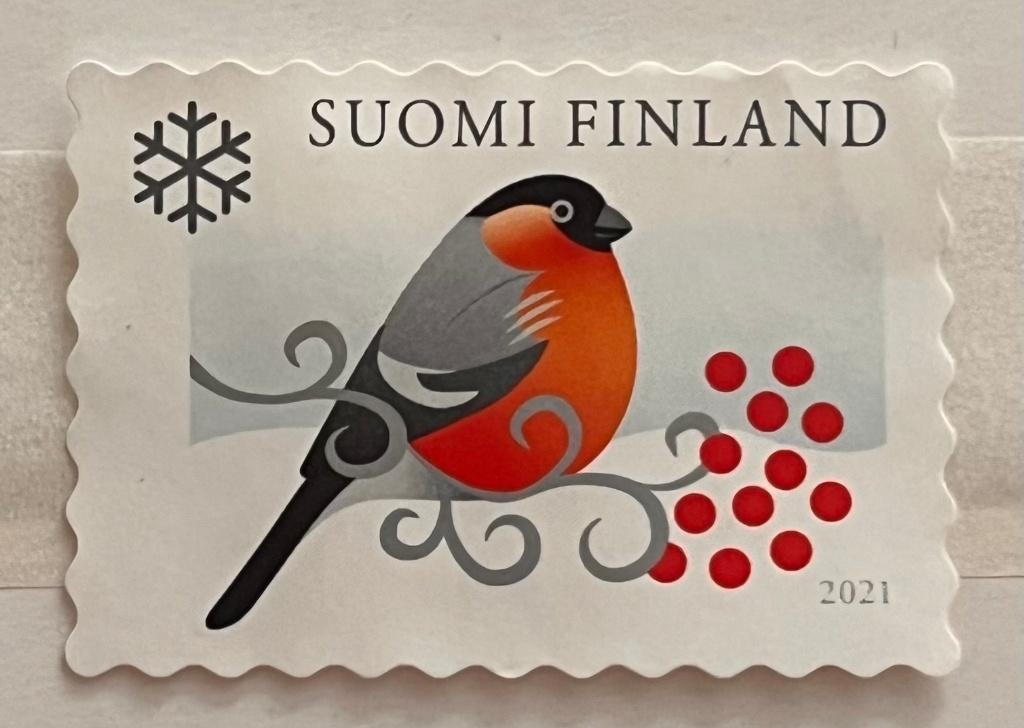 Postzegel Finland 2021 Kerst goudvink, Verzenden, Finland, Gestempeld