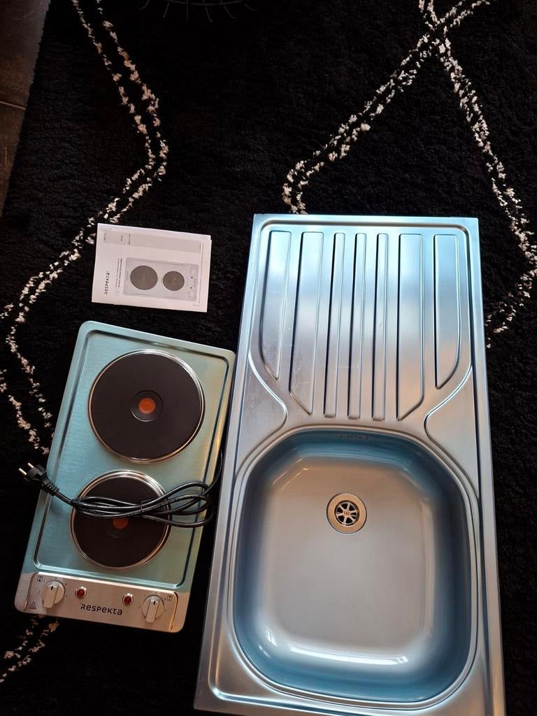 Spoelbak met 2 Pits Inbouw Elektrische Kookplaat  **NIEUW**, Ophalen, Nieuw, 50 tot 100 cm, Minder dan 100 cm