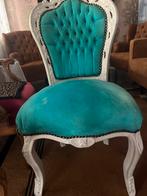 Elegante Barok Stoel - Wit met Turquoise Bekleding, Huis en Inrichting, Stoelen, Gebruikt, Overige kleuren, Ophalen of Verzenden