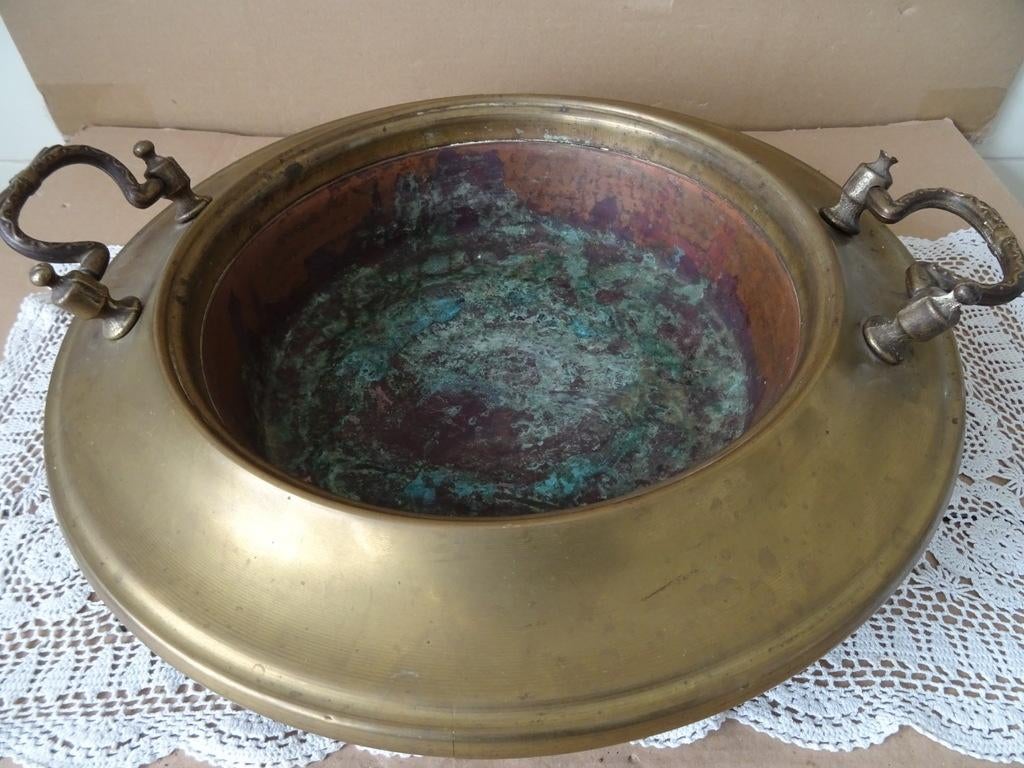 Curiosa antieke koperen vuurschaal vuurpot brassero 45cm1910, Antiek en Kunst, Ophalen of Verzenden