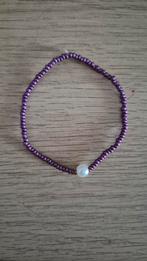 Paarse parel armband, Sieraden, Tassen en Uiterlijk, Armbanden, Verzenden, Paars, Nieuw, Elastiek