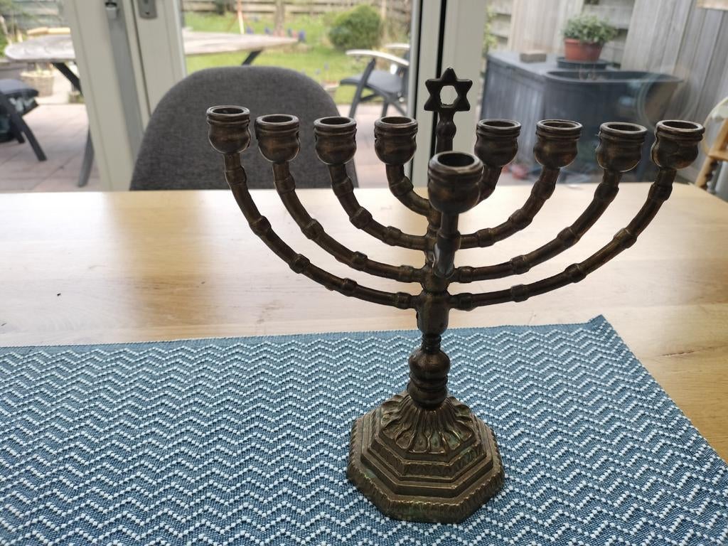 Menorah kandelaar, Ophalen of Verzenden, Koper of Brons