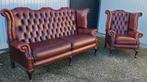 Chesterfield 3 zits bank+ oorfauteuil merk Springvale cognac, Huis en Inrichting, Banken | Bankstellen, Ophalen, Zo goed als nieuw