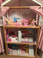 Barbiehuis met meubels, Barbies en accessoires, Kinderen en Baby's, Speelgoed | Poppenhuizen, Ophalen, Gebruikt, Poppenhuis