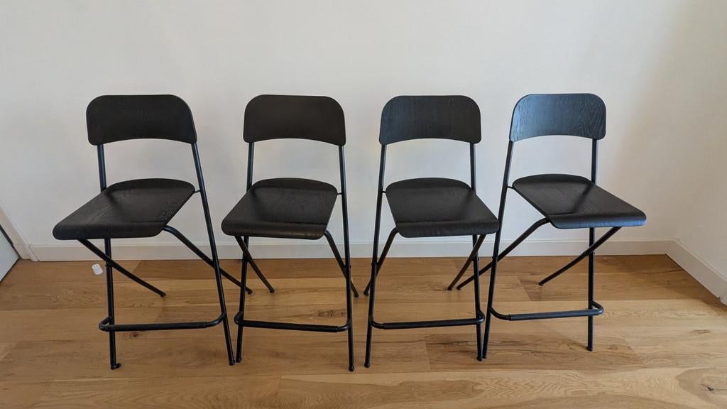 Barkrukken zwart 74cm Ikea Franklin serie, 4 krukken, Ophalen, Zo goed als nieuw, 60 tot 90 cm